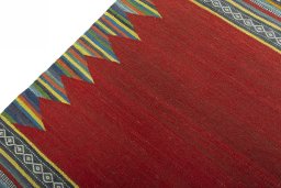 Surface texture of New Kilim Sofre rug with natural Wool and intricate pattern