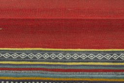 Full view of New Kilim Sofre rug from Iran / Persia, 91 × 85 cm in Red tones