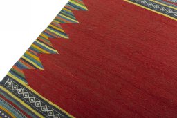 Surface texture of New Kilim Sofre rug with natural Wool and intricate pattern