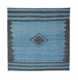 Full view of New Kilim Sofre rug from Iran / Persia, 97 × 97 cm in Blue tones