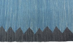 Close-up detail of New Kilim Sofre rug from Iran / Persia showing Wool weave