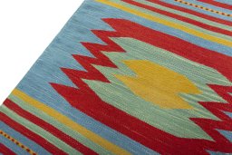 Surface texture of New Kilim Sofre rug with natural Wool and intricate pattern