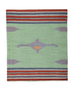Full view of New Kilim Sofre rug from Iran / Persia, 98 × 83 cm in Green tones