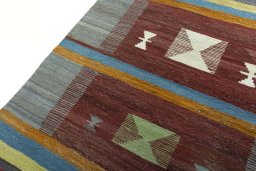 Surface texture of New Kilim Sofre rug with natural Wool and intricate pattern