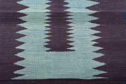 Full view of New Kilim Sofre rug from Iran / Persia, 82 × 85 cm in Blue tones