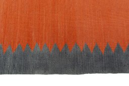 Close-up detail of New Kilim Sofre rug from Iran / Persia showing Wool weave