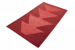 Corner detail of New Kilim Sofre rug showing border pattern and Wool pile