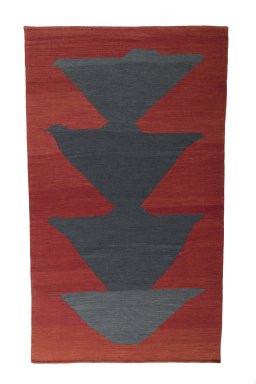 Full view of New Kilim Sofre rug from Iran / Persia, 216 × 126 cm in Red tones