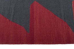 Close-up detail of New Kilim Sofre rug from Iran / Persia showing Wool weave