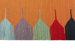 Close-up detail of New Kilim Sofre rug from Iran / Persia showing Wool weave