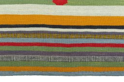 Central medallion detail of New Kilim Sofre rug from Iran / Persia