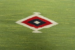 Backside of handmade New Kilim Sofre rug showing knot structure and weave density