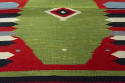Full view of New Kilim Sofre rug from Iran / Persia, 100 × 85 cm in Multi Color tones