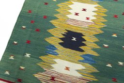 Surface texture of New Kilim Sofre rug with natural Wool and intricate pattern
