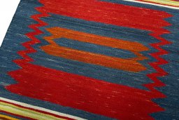 Surface texture of New Kilim Sofre rug with natural Wool and intricate pattern