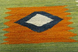Backside of handmade New Kilim Sofre rug showing knot structure and weave density