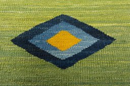 Backside of handmade New Kilim Sofre rug showing knot structure and weave density