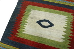 Surface texture of New Kilim Sofre rug with natural Wool and intricate pattern