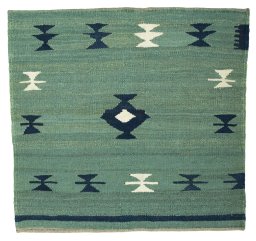 Full view of New Kilim Sofre rug from Turkey, 98 × 104 cm in Multi Color tones