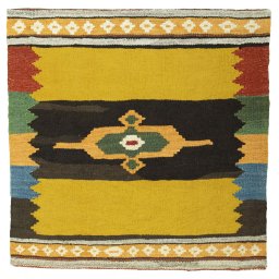 Full view of New Kilim Sofre rug from Turkey, 102 × 101 cm in Multi Color tones