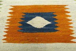 Backside of handmade New Kilim Sofre rug showing knot structure and weave density
