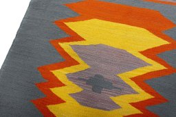 Surface texture of New Kilim Sofre rug with natural Wool and intricate pattern