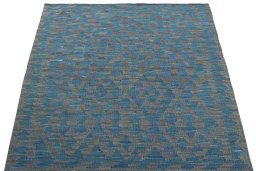 Close-up detail of New Kilim Sofre rug from Turkey showing Wool weave