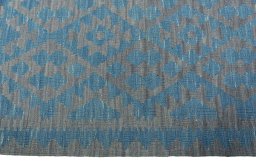 Close-up detail of New Kilim Sofre rug from Turkey showing Wool weave