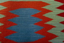 Backside of handmade New Kilim Sofre rug showing knot structure and weave density