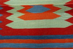 Full view of New Kilim Sofre rug from Turkey, 87 × 81 cm in Multi Color tones