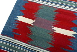 Surface texture of New Kilim Sofre rug with natural Wool and intricate pattern