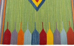 Close-up detail of New Kilim Sofre rug from Turkey showing Wool weave