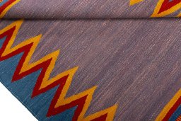 Full view of New Kilim Sofre rug from Turkey, 113 × 92 cm in Multi Color tones