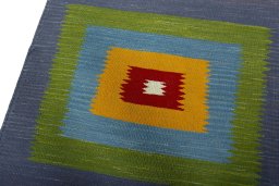 Surface texture of New Kilim Sofre rug with natural Wool and intricate pattern