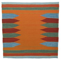 Full view of New Kilim Sofre rug from Turkey, 95 × 97 cm in Multi Color tones