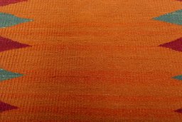 Backside of handmade New Kilim Sofre rug showing knot structure and weave density