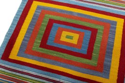 Surface texture of New Kilim Sofre rug with natural Wool and intricate pattern
