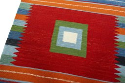 Surface texture of New Kilim Sofre rug with natural Wool and intricate pattern