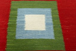 Backside of handmade New Kilim Sofre rug showing knot structure and weave density