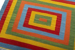 Surface texture of New Kilim Sofre rug with natural Wool and intricate pattern