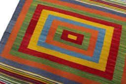 Surface texture of New Kilim Sofre rug with natural Wool and intricate pattern