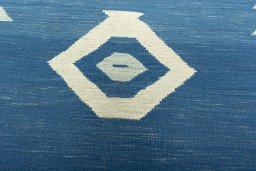 Backside of handmade New Kilim Sofre rug showing knot structure and weave density
