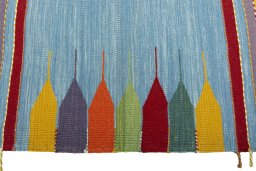 Close-up detail of New Kilim Sofre rug from Turkey showing Wool weave
