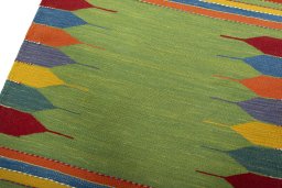 Surface texture of New Kilim Sofre rug with natural Wool and intricate pattern