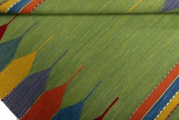 Full view of New Kilim Sofre rug from Turkey, 102 × 95 cm in Multi Color tones