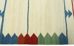 Close-up detail of New Kilim Sofre rug from Turkey showing Wool weave