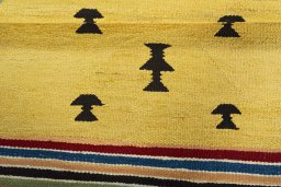 Full view of New Kilim Sofre rug from Turkey, 103 × 96 cm in Multi Color tones