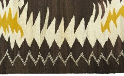 Close-up detail of New Kilim Sofre rug from Turkey showing Wool weave