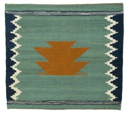 Full view of New Kilim Sofre rug from Turkey, 96 × 106 cm in Multi Color tones