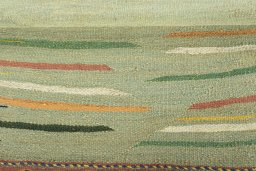 Full view of New Kilim Sofre rug from Turkey, 111 × 96 cm in Multi Color tones